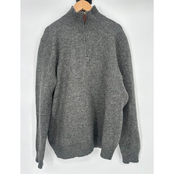 Vtg Polo Ralph Lauren Sweater Mens M 100% Lambswool Grey 1/4 Zip Preppy Pullover - Picture 1 of 8